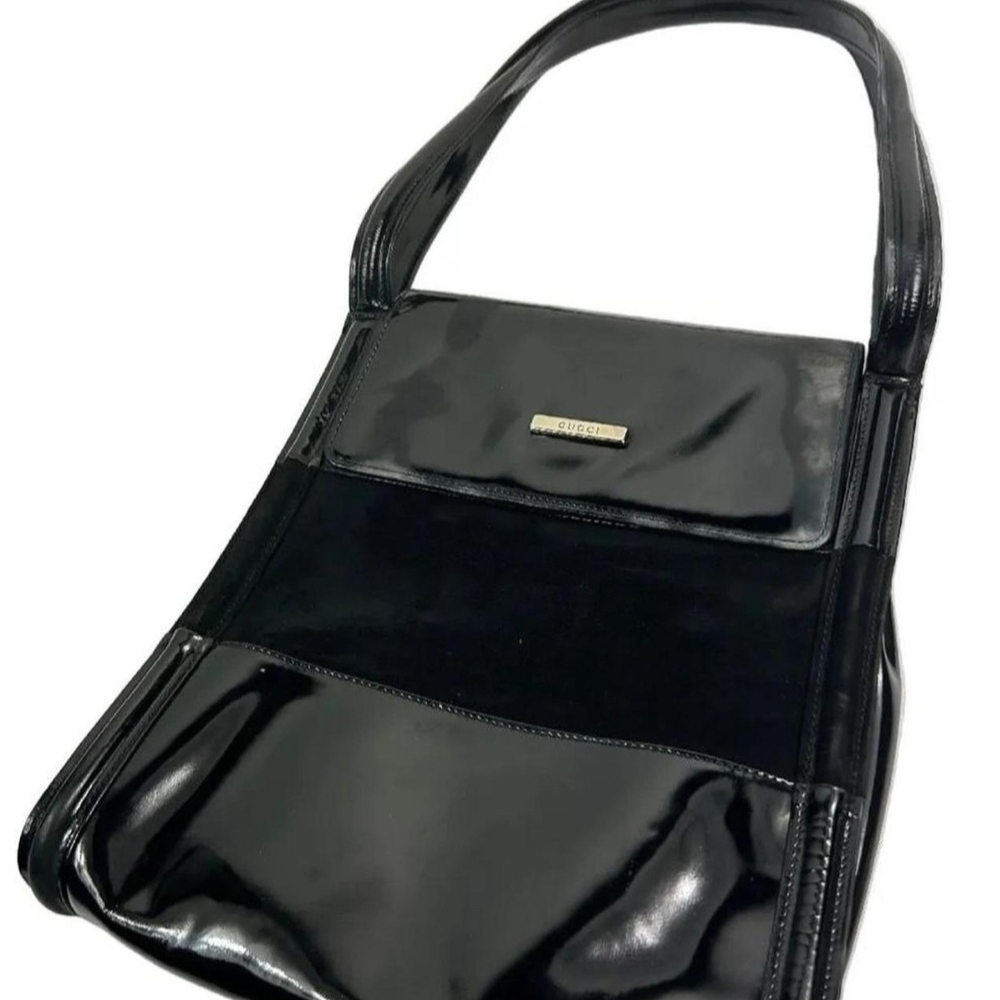 Gucci Shiny Black Leather Shoulder Bag